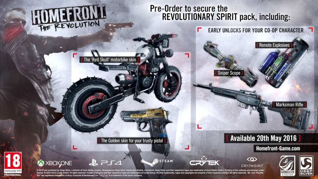 Homefront: The Revolution + Revolutionary Spirit Pack INDIA Steam Gift $26.5