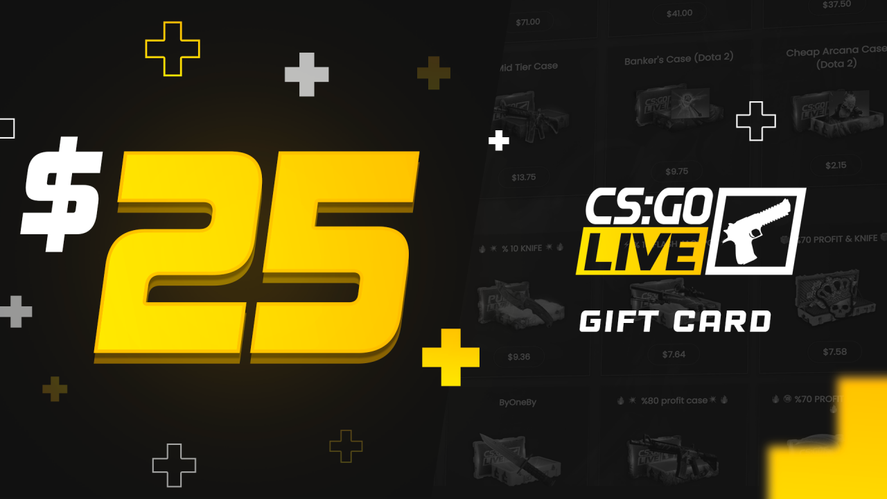 CSGOLive 25 USD Gift Card $29.29