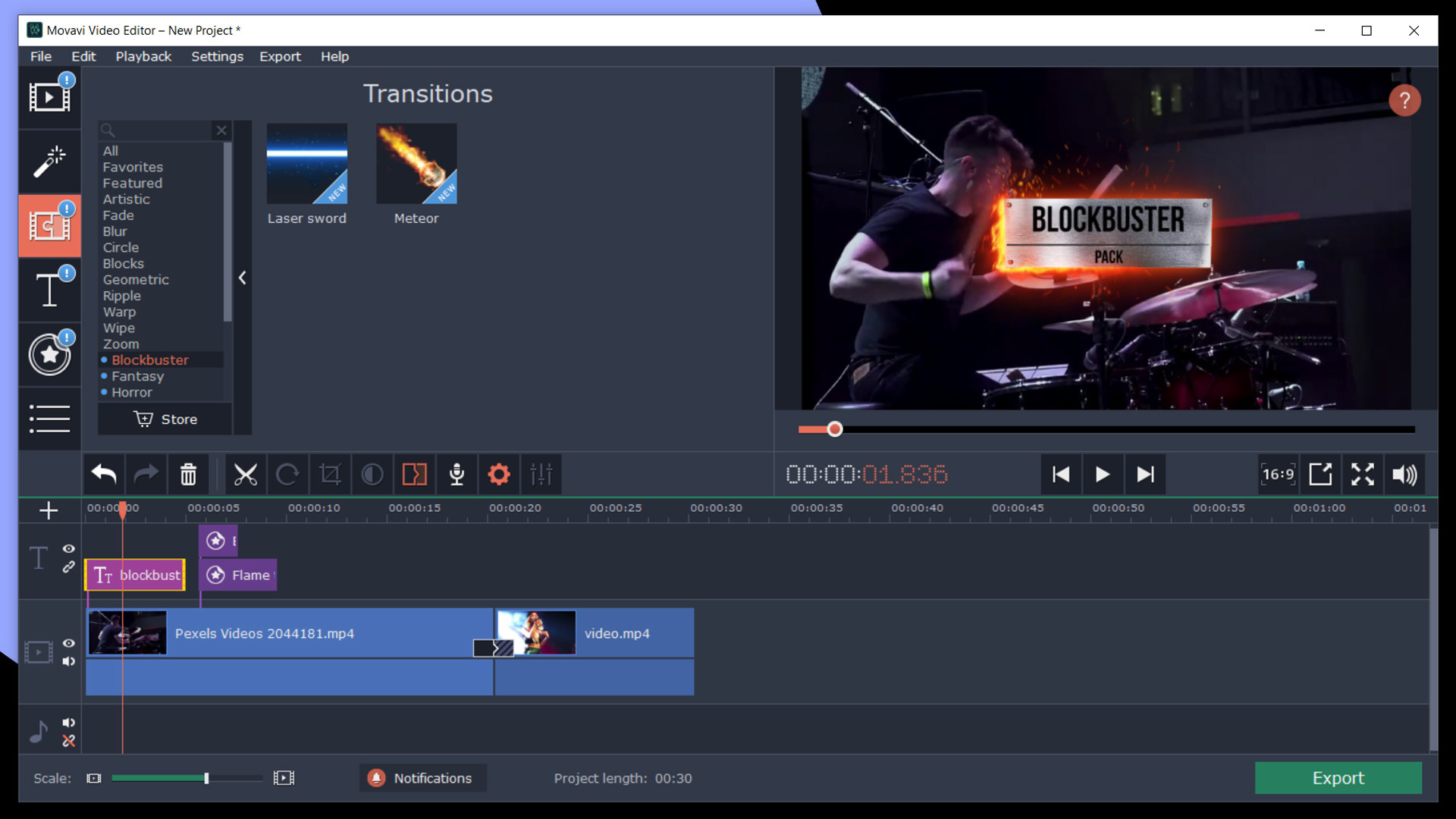 Movavi Video Editor Plus 2020 - Cinematic Set Effects DLC Steam CD Key $0.68